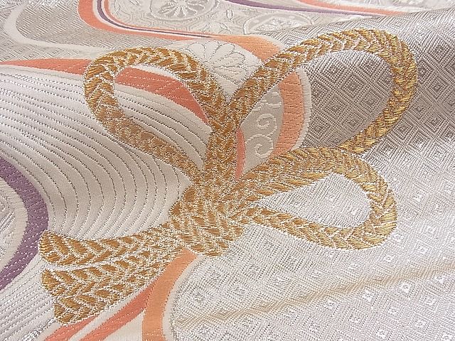 平和屋着物■六通柄袋帯 唐織 結び紐吉祥文 金銀糸 逸品 ca3806