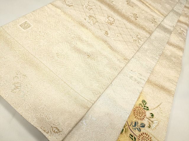 平和屋着物◎太鼓柄袋帯 作家物 草花文 金銀糸 逸品 CAAF5929oy