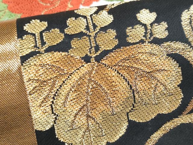 平和屋着物●銀杏屋美術工芸織物 六通柄袋帯 唐織 扇面花間道 金糸 正絹 逸品 CAAI3099fb