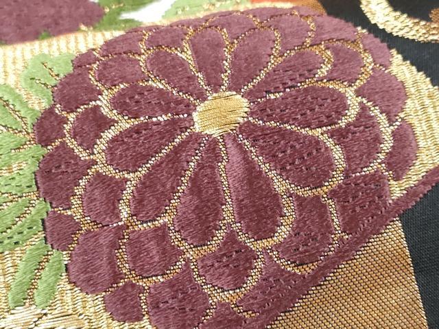 平和屋着物●銀杏屋美術工芸織物 六通柄袋帯 唐織 扇面花間道 金糸 正絹 逸品 CAAI3099fb