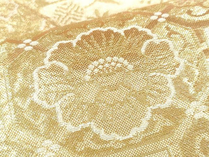 平和屋着物●佐賀錦 六通柄袋帯 地紙吉祥花文 金糸 正絹 逸品 CAAI3136fb