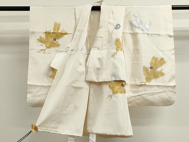 平和屋着物■七五三　男の子　5歳　祝着　松葉文　金銀彩　逸品　CAAI4041ze