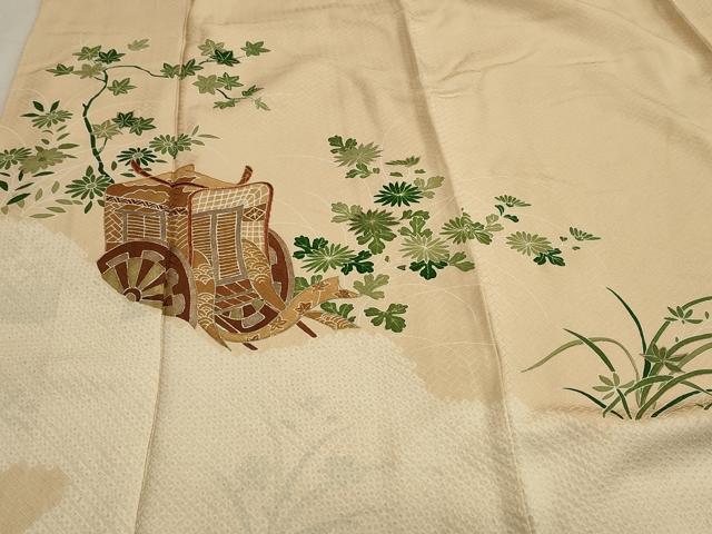 平和屋着物■豪華色留袖 駒刺繍 絞り 御所車草花文 金彩 正絹 逸品 CAAI4787in