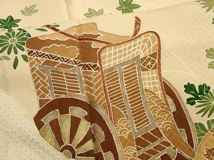 平和屋着物■豪華色留袖 駒刺繍 絞り 御所車草花文 金彩 正絹 逸品 CAAI4787in