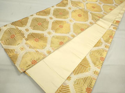 平和屋着物◎六通柄袋帯 蜀江松葉文 金糸 正絹 逸品 CAAI6141ou