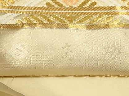 平和屋着物◎六通柄袋帯 蜀江松葉文 金糸 正絹 逸品 CAAI6141ou