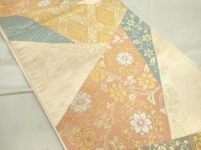 平和屋着物◎六通柄袋帯 切嵌花唐草文 金糸 正絹 逸品 CAAI6146ou