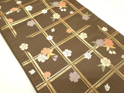 平和屋着物◎六通柄袋帯 舞花文 金糸 正絹 逸品 CAAI6227ou