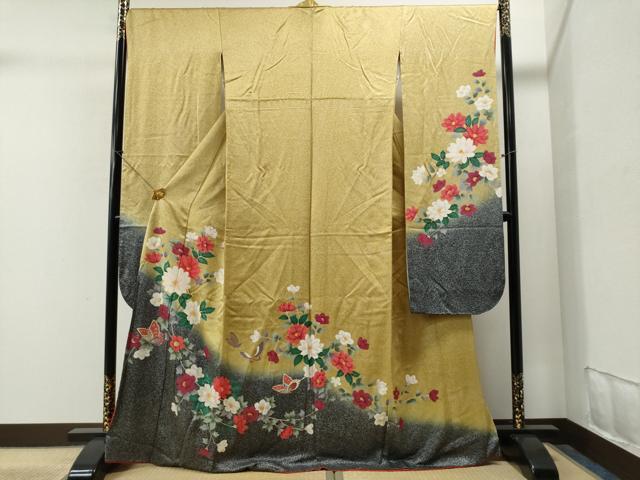 平和屋着物●豪華振袖　花蝶文　暈し染め　暈し染め　金彩　やまと誂製　逸品　CAAI8596yc
