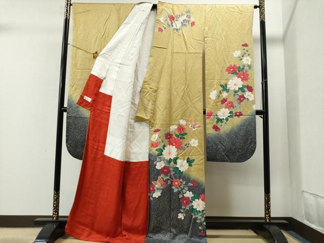 平和屋着物●豪華振袖　花蝶文　暈し染め　暈し染め　金彩　やまと誂製　逸品　CAAI8596yc