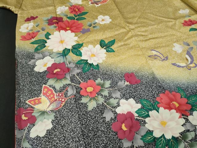 平和屋着物●豪華振袖　花蝶文　暈し染め　暈し染め　金彩　やまと誂製　逸品　CAAI8596yc
