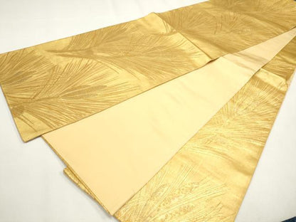平和屋着物●六通柄袋帯 枝松葉文 金糸 引箔 逸品 CAAI9119hy