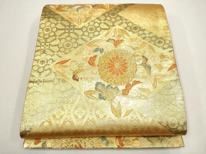 平和屋着物●六通柄袋帯 菱花唐草文 金糸 逸品 CAAI9122hy
