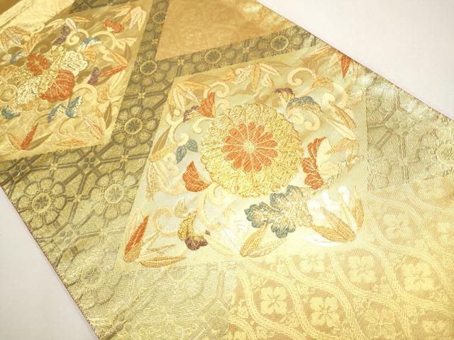 平和屋着物●六通柄袋帯 菱花唐草文 金糸 逸品 CAAI9122hy
