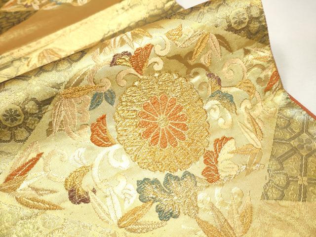 平和屋着物●六通柄袋帯 菱花唐草文 金糸 逸品 CAAI9122hy