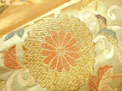 平和屋着物●六通柄袋帯 菱花唐草文 金糸 逸品 CAAI9122hy
