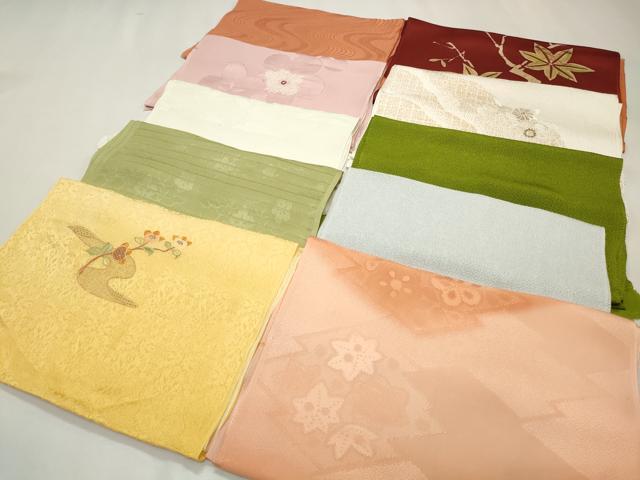 平和屋着物★和装小物　上質な帯揚げ10枚　絞り　刺繍　礼装用　松皮菱花文　橘　楓文　金糸　金彩　逸品　CAAI9917qe