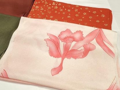 平和屋着物★和装小物 上質な帯揚げ10枚 金銀彩 露芝花文 市松 カトレア 逸品 CAAI9929qe
