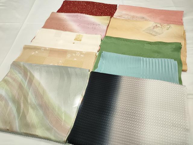 平和屋着物★和装小物　上質な帯揚げ10枚　丹後ちりめん　花　ぼかし染　箔散らし　金糸　金彩　未使用あり　逸品　CAAI9936qe
