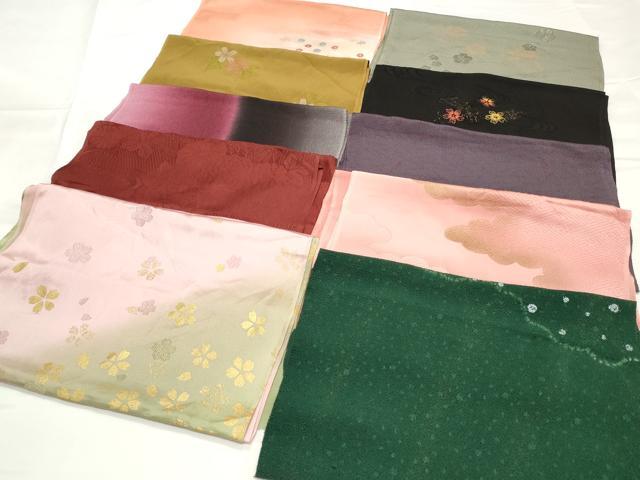 平和屋着物★和装小物 上質な帯揚げ10枚 金銀糸 桜 雲重ね吉祥文 ぼかし染 未使用あり 逸品 CAAI9944qe