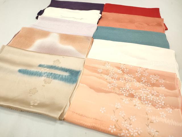 平和屋着物★和装小物　上質な帯揚げ10枚　礼装用　桜　梅　松葉　ぼかし染　金彩　銀彩　未使用あり　逸品　CAAI9972qe