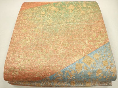 平和屋着物●六通柄袋帯 草花文 金糸 逸品 CAAJ0194eg