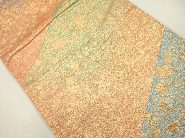 平和屋着物●六通柄袋帯 草花文 金糸 逸品 CAAJ0194eg