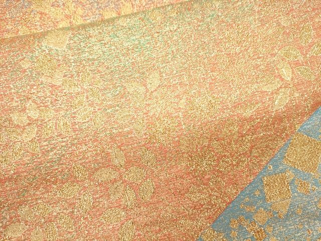 平和屋着物●六通柄袋帯 草花文 金糸 逸品 CAAJ0194eg
