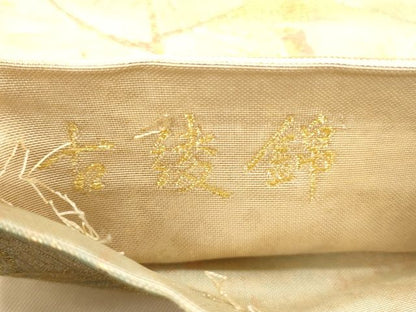 平和屋着物●六通太鼓柄袋帯 古綾錦 縫箔 金糸 逸品 CAAJ0274eg