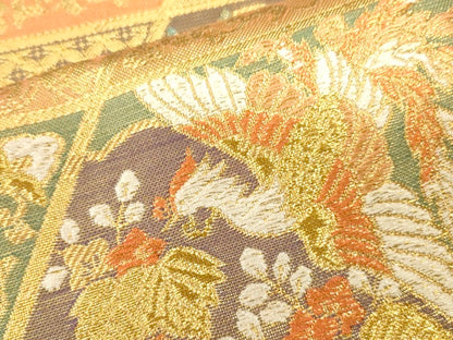 平和屋着物●六通柄袋帯 唐織 菱繋ぎ正倉院鳳凰花文 金糸 逸品 CAAJ0307eg