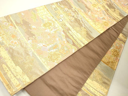平和屋着物●六通柄袋帯 夕錦 金糸 逸品 CAAJ0330eg