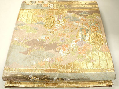 平和屋着物●六通柄袋帯 夕錦 金糸 逸品 CAAJ0330eg