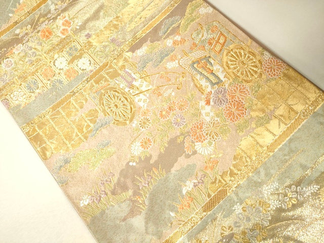平和屋着物●六通柄袋帯 夕錦 金糸 逸品 CAAJ0330eg