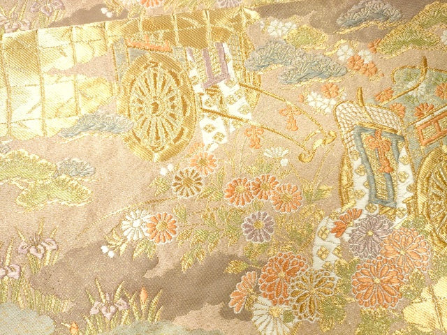 平和屋着物●六通柄袋帯 夕錦 金糸 逸品 CAAJ0330eg