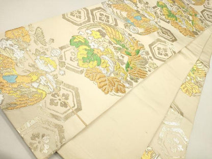 平和屋着物●六通柄 本袋帯 鳳凰草花文 金銀糸 逸品 CAAJ0379eg