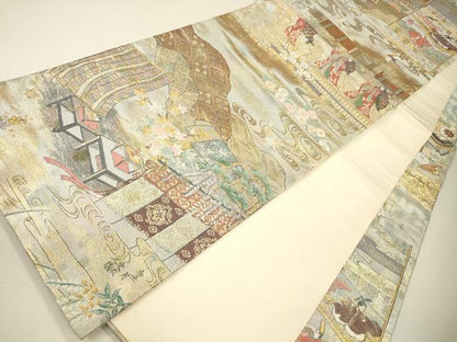 平和屋着物●六通柄袋帯 御所年中行事絵図 金銀糸 逸品 CAAJ0398eg
