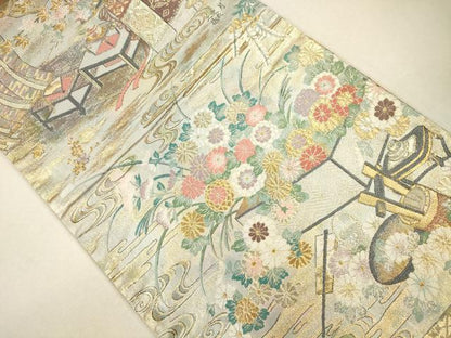 平和屋着物●六通柄袋帯 御所年中行事絵図 金銀糸 逸品 CAAJ0398eg