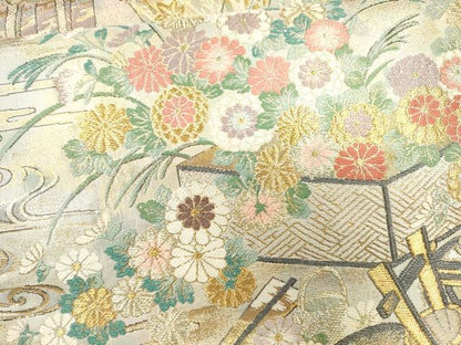 平和屋着物●六通柄袋帯 御所年中行事絵図 金銀糸 逸品 CAAJ0398eg