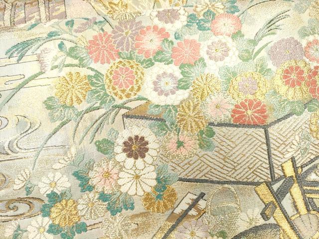 平和屋着物●六通柄袋帯 御所年中行事絵図 金銀糸 逸品 CAAJ0398eg