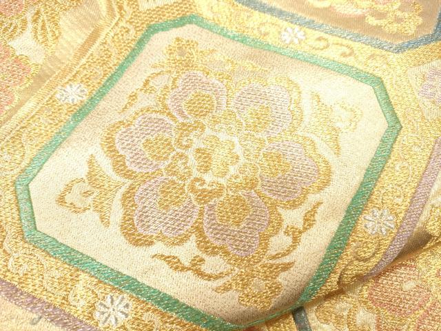 平和屋着物●六通柄袋帯 格天井正倉院花文 金銀糸 逸品 CAAJ0429eg