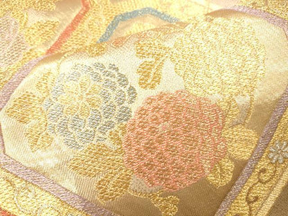 平和屋着物●六通柄袋帯 格天井正倉院花文 金銀糸 逸品 CAAJ0429eg