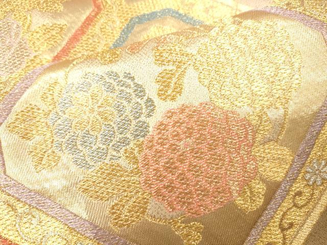 平和屋着物●六通柄袋帯 格天井正倉院花文 金銀糸 逸品 CAAJ0429eg