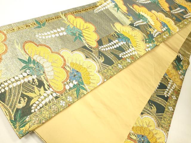 平和屋着物●六通柄袋帯 唐織 枝松葉文 金銀糸 逸品 CAAJ0436eg