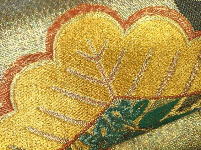平和屋着物●六通柄袋帯 唐織 枝松葉文 金銀糸 逸品 CAAJ0436eg