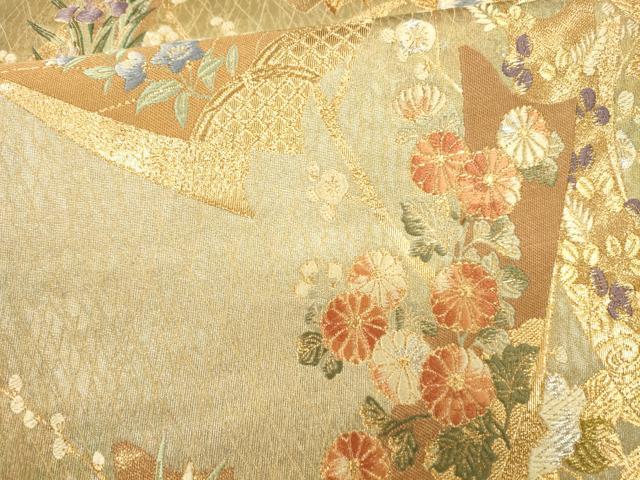 平和屋着物●六通柄袋帯 唐織 短冊紋様 引箔錦 金銀糸 正絹 逸品 CAAJ0555eg