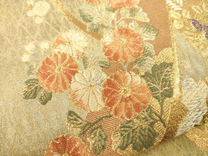 平和屋着物●六通柄袋帯 唐織 短冊紋様 引箔錦 金銀糸 正絹 逸品 CAAJ0555eg