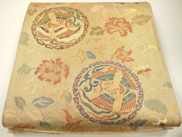 平和屋着物●六通柄袋帯 名物裂詩集 金糸 正絹 逸品 CAAJ0572eg