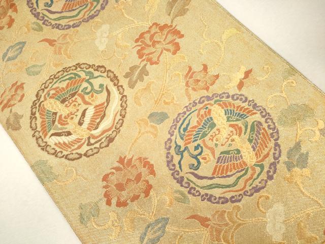 平和屋着物●六通柄袋帯 名物裂詩集 金糸 正絹 逸品 CAAJ0572eg