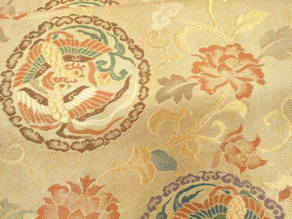 平和屋着物●六通柄袋帯 名物裂詩集 金糸 正絹 逸品 CAAJ0572eg