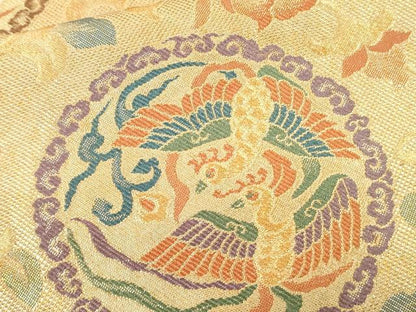 平和屋着物●六通柄袋帯 名物裂詩集 金糸 正絹 逸品 CAAJ0572eg